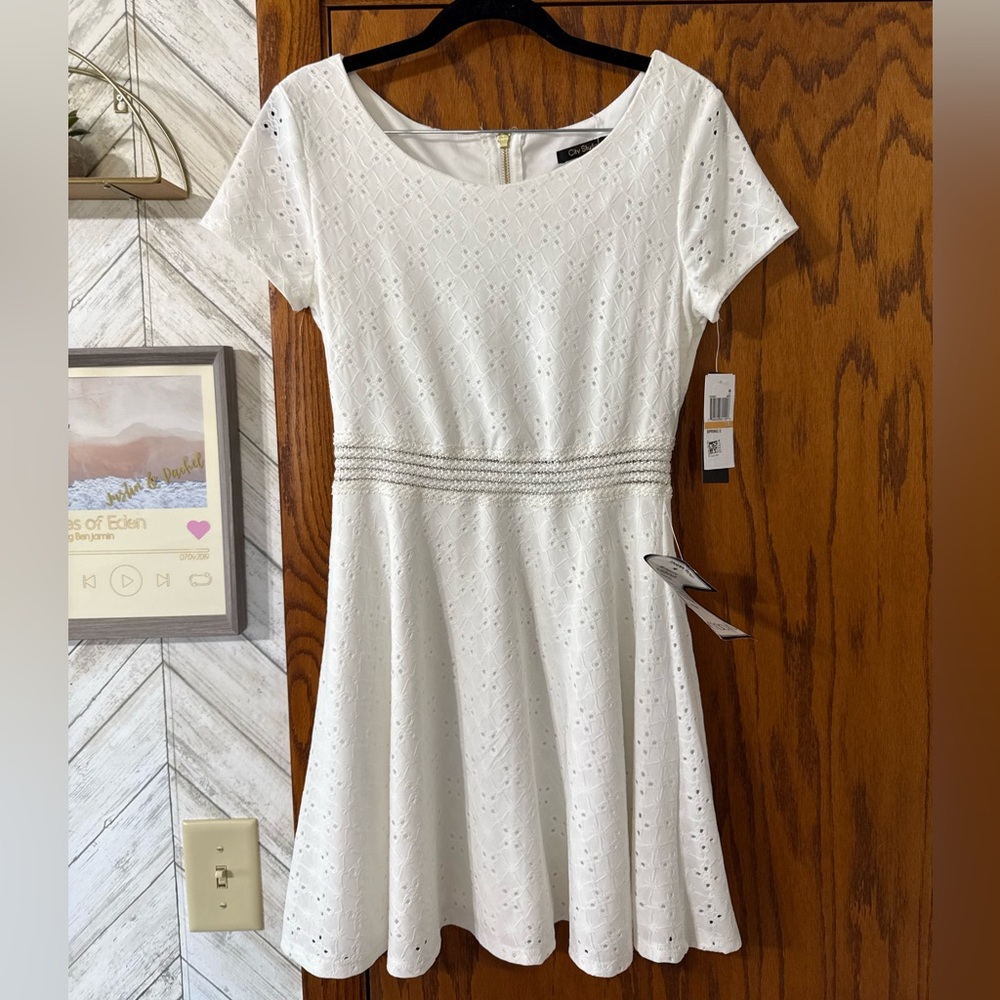 City Studio White Eyelet Mini Dress